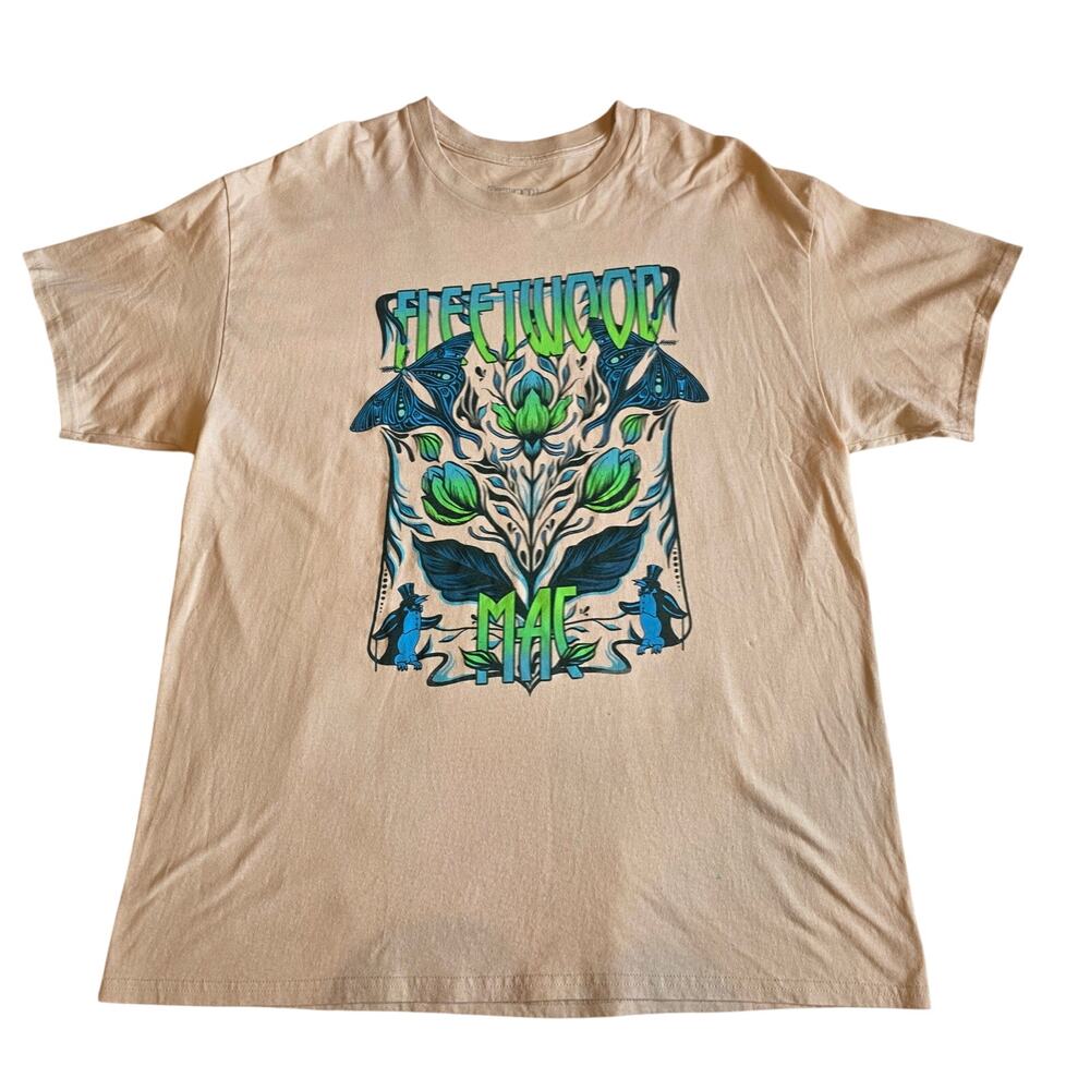 Fleetwood Mac Cream Floral Luna Moth Penguin Graphic Tee XL